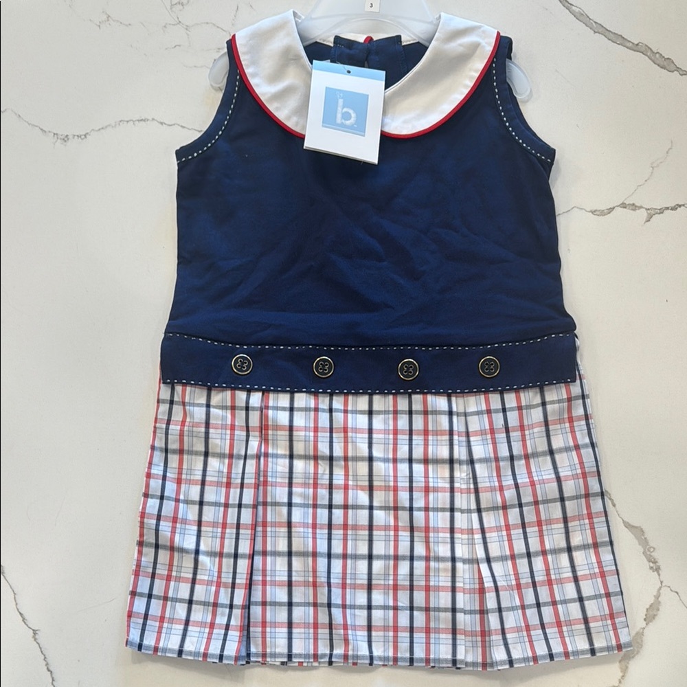 Bella Bliss NWT Navy and Plaid Sleeveless Dress. 3T